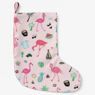Flamingo Summer: Vibrant Bird Pattern Small Christmas Stocking