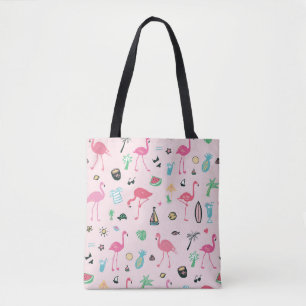 Flamingo Summer: Vibrant Bird Pattern Tote Bag
