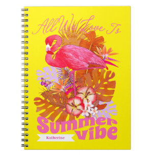 Flamingo Summer Yellow Notebook