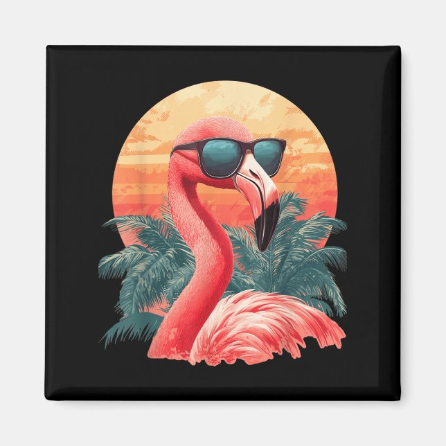 Flamingo Sunglasses Sun Palm Tree Beach Summer Magnet (Front)