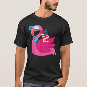 Flamingo Sunglasses USA American Flag Cute 4th Of T-Shirt