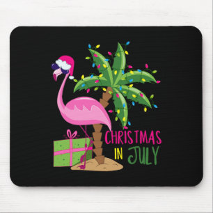 Flamingo Sungles Xmas Beach Tropical Christmas In Mouse Pad
