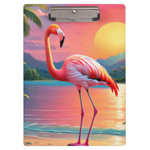 Flamingo Sunset Tropical Beach Clipboard