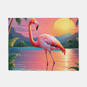 Flamingo Sunset Tropical Beach Doormat
