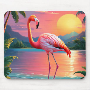 Flamingo Sunset Tropical Beach  Mouse Pad