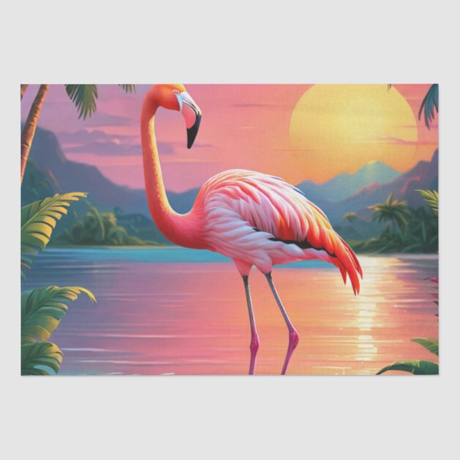 Flamingo Sunset Tropical Beach  Tissue Paper (Front)