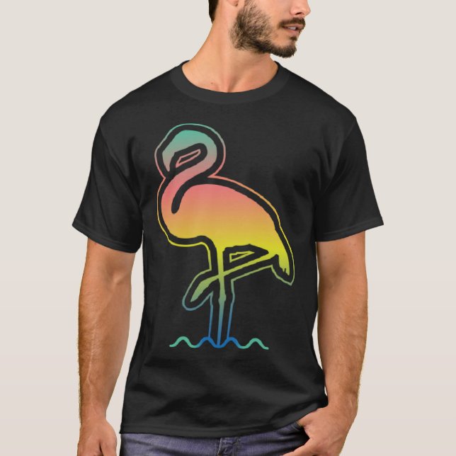 Flamingo Sunset Vibes  Summer Family Vacation Isla T-Shirt (Front)