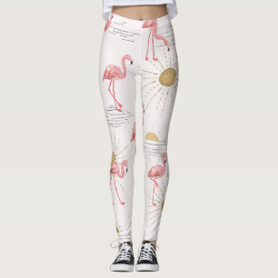 Flamingo sunset: vintage doodle pattern. leggings