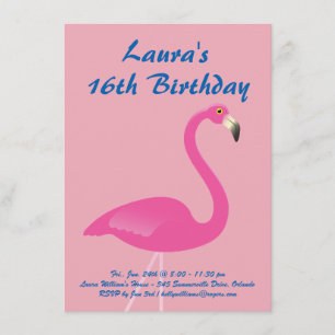 Flamingo Sweet 16 Birthday Party Invitation - Pink