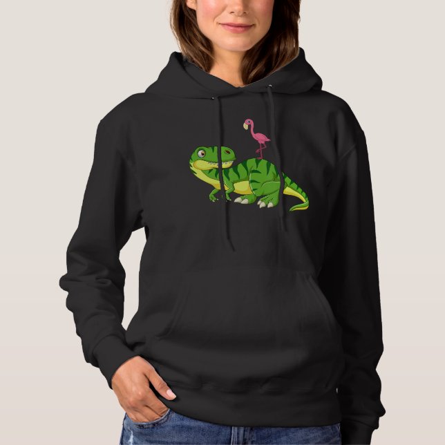 Flamingo T-Rex Dinosaur Hoodie (Front)