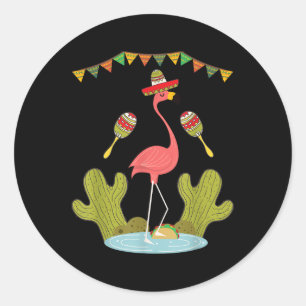 Flamingo Taco Sombrero Mexican Funny Cinco De Mayo Classic Round Sticker