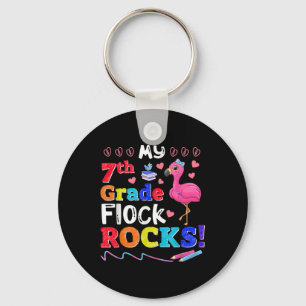 Flamingo Teacher Back To School My 7th Grade Flock Key Ring