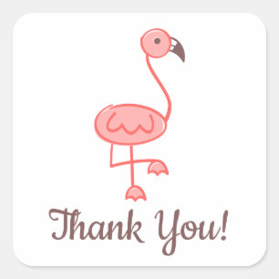 Flamingo Thank You Square Sticker