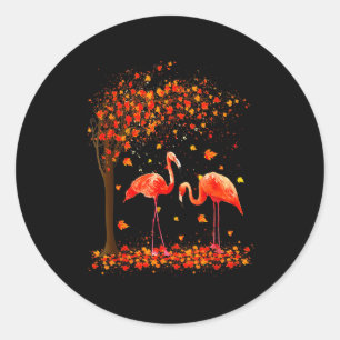 Flamingo Thanksgiving Halloween It's Fall Y'all Au Classic Round Sticker