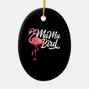 Flamingo Theme Birthday Gift - Mama Bird Flamingo Ceramic Ornament