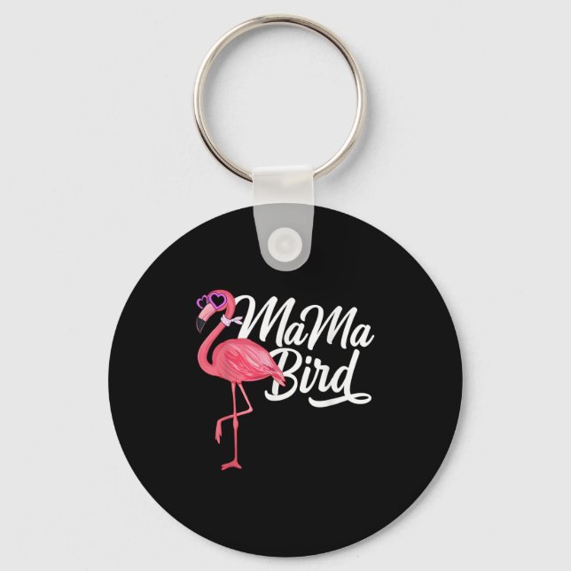 Flamingo Theme Birthday Gift - Mama Bird Flamingo Key Ring (Front)