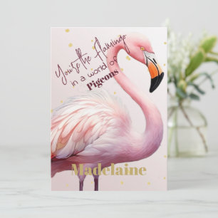 Flamingo Theme Pink Gold Birthday Invitation