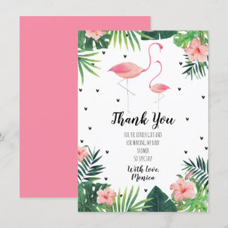 Flamingo Themed Baby Shower Thank You Card