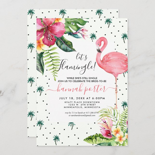 Flamingo Themed Bachelorette Party Invitation (Front/Back)