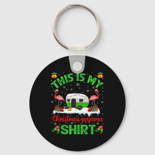 Flamingo This Is My Camping Christmas Pajama Campe Key Ring