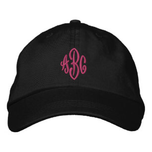 Flamingo Threads Elegant Calligraphy Monogram Embroidered Hat