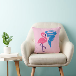 Flamingo Tornado Bold Modern Graphic Art Cushion