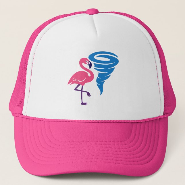 Flamingo Tornado Bold Modern Graphic Art Trucker Hat (Front)