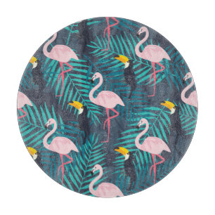 Flamingo, toucan: tropical leaf pattern cutting board