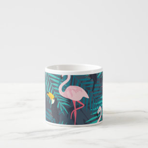 Flamingo, toucan: tropical leaf pattern espresso cup