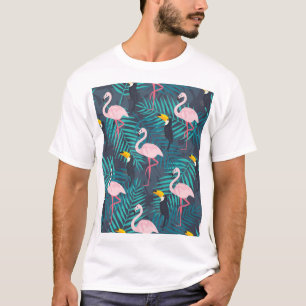 Flamingo, toucan: tropical leaf pattern T-Shirt