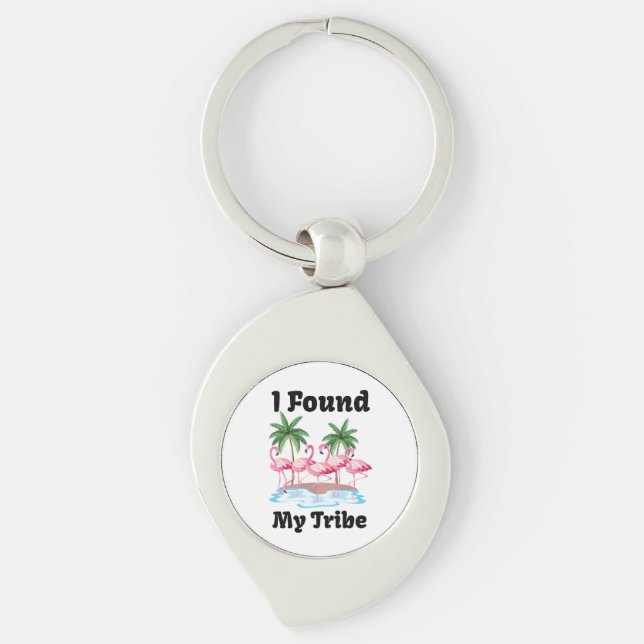 Flamingo Tribe Matching Bachelorette Girls Trip Key Ring (Front)