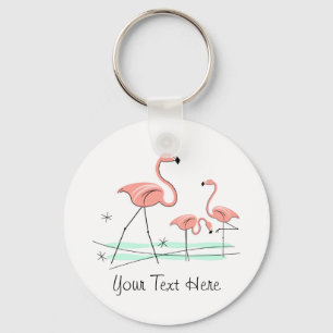 Flamingo Trio 2 Text key chain