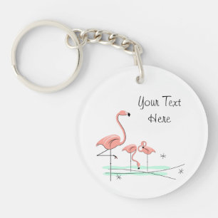 Flamingo Trio 4 Text acrylic key chain