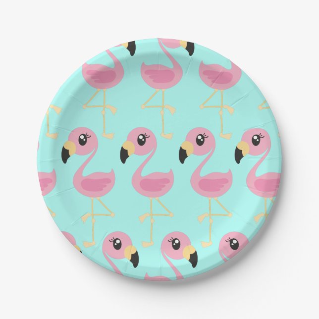 Flamingo Tropical 1st Birthday Plates (Front)