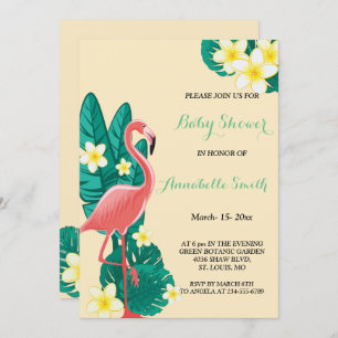 Flamingo Tropical baby shower Invitation