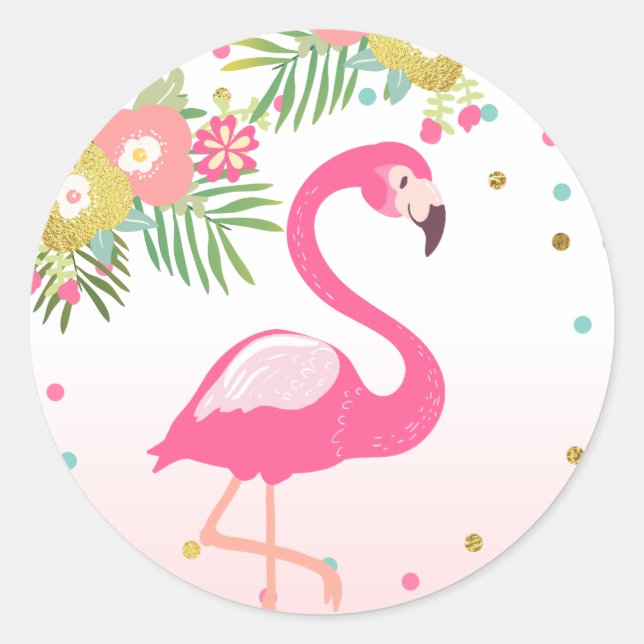 Flamingo Tropical Birthday Envelope Seal Sticker (Front)