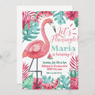 Flamingo Tropical Birthday party Flamingle  Invitation