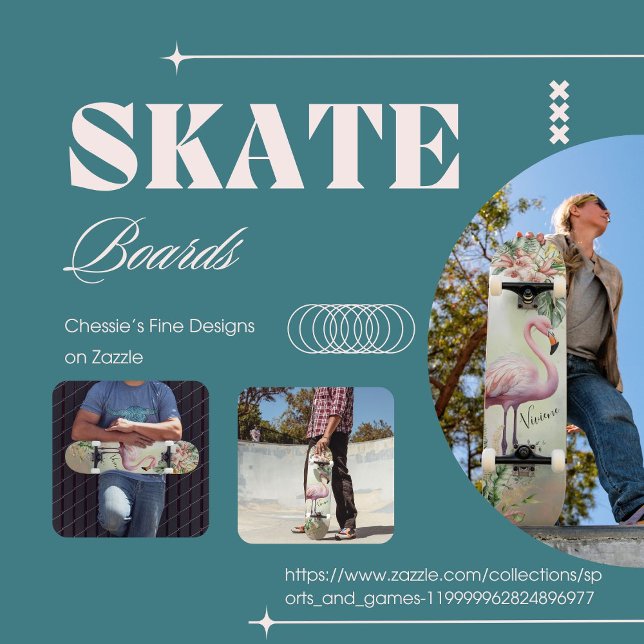 Flamingo Tropical Botanical Skateboard (Creator Uploaded)