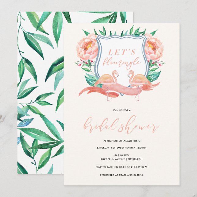 Flamingo Tropical Bridal Shower Invitation (Front/Back)