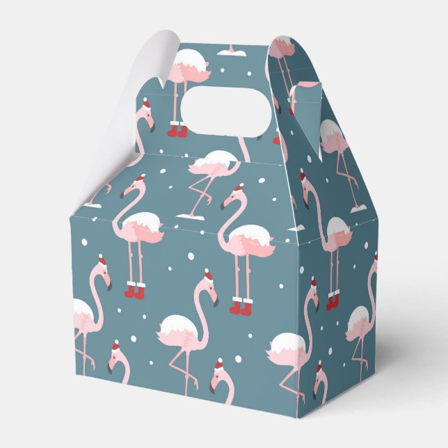 Flamingo Tropical Christmas Favour Box (Front Side)