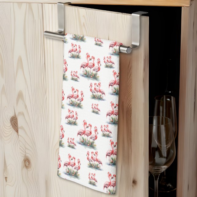 Flamingo Tropical Christmas Tea Towel (Flamingo Tropical Christmas kitchen towel )