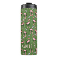 Flamingo Tropical Cute Dark Green Pattern Custom