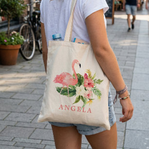 Flamingo Tropical Floral Bridesmaid Favour Tote Bag
