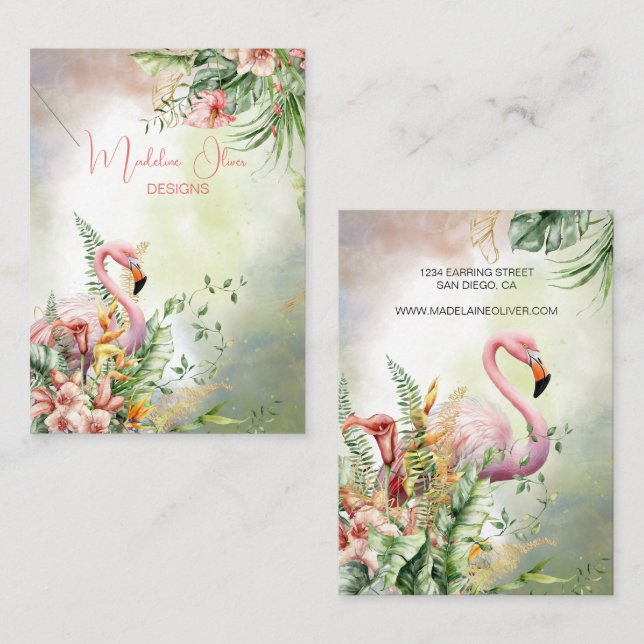 Flamingo Tropical Floral Display Business Card (Front/Back)