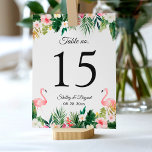 Flamingo Tropical Floral Wedding Table Number<br><div class="desc">Flamingo Tropical Floral Wedding Table Number Card (1) Please customise this template one by one (e.g, from number 1 to xx) , and add each number card separately to your cart. (2) For further customisation, please click the "customise further" link and use our design tool to modify this template. (3)...</div>