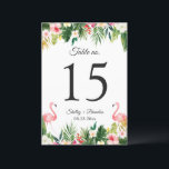 Flamingo Tropical Floral Wedding Table Number Card<br><div class="desc">Flamingo Tropical Floral Wedding Table Number Card. (1) Please customise this template one by one (e.g, from number 1 to xx) , and add each number card separately to your cart. (2) For further customisation, please click the "customise further" link and use our design tool to modify this template. (3)...</div>
