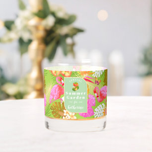 Flamingo Tropical Garden Bright Green Whiskey Glass