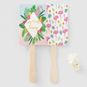 Flamingo Tropical Hand Fan