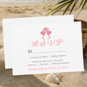 Flamingo Tropical Hawaiian Luau Beach Wedding RSVP