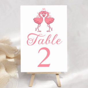 Flamingo Tropical Hawaiian Luau Beach Wedding Table Number